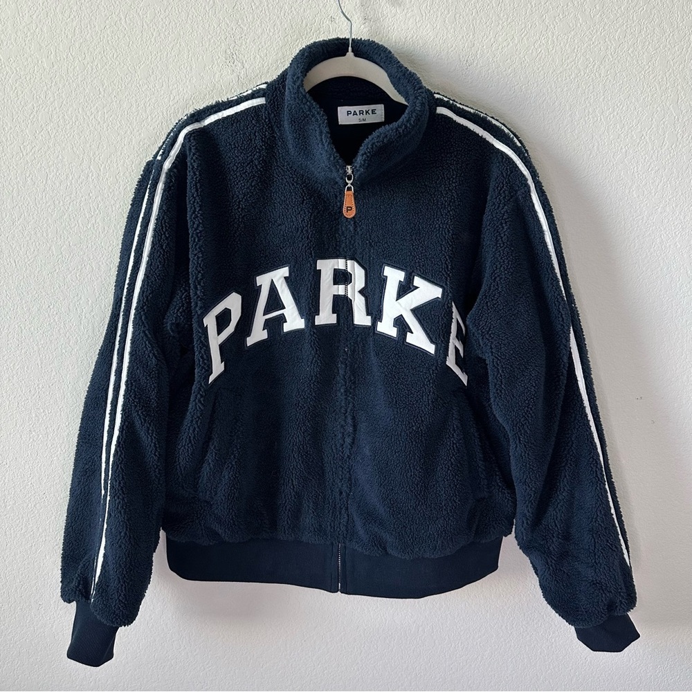 PARKE Sport Stripe Varsity Fleece Zip-Up SZ S/M